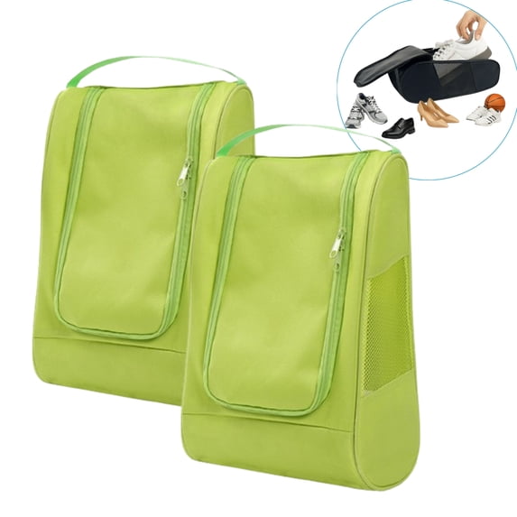 Djiypn Shoe Bags for Travel - Portable Oxford Shoes Storage Bag, Side Mesh Windows Shoe Pouch, Shoe Packing Cubes for Men Women - (Green, 2Pack)