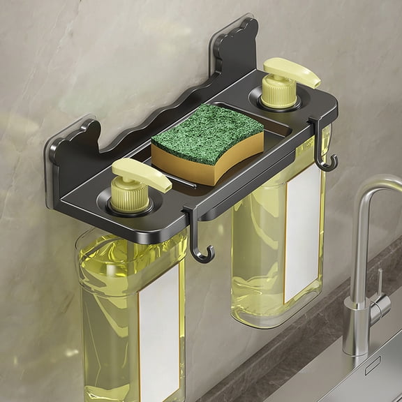 Djiypn Shower Caddy Adhesive, No Drill Bathroom Shower Organizers, with 2 Hooks and Soap Holder, Rust Proof Shower Shelves, Wall-Mounted Shower Shampoo&nbsp;Holder, 1 Pack, Black