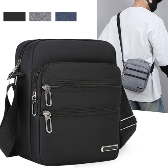 Djiypn Small Crossbody Bag for Men,Oxford Messenger Shoulder Bags Crossbody Satchel Bag Men's Side Bags Over the Shoulder Purse, Black