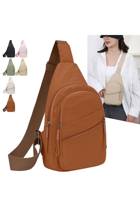 Small Sling Bag for Women Men, Small Backpack Chest Daypack,PU Leather Crossbody Bag for Travel Outdoor Hiking, Orange