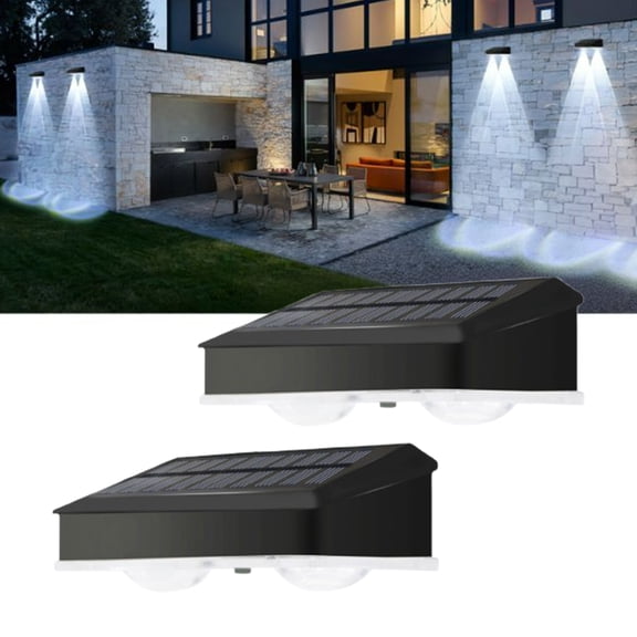 Djiypn Solar Fence Lights Outdoor, 1 Pack Cool White Fence Lights Solar Powered with 2 LED, IP65 Waterproof, Deck Lighting for Backyard, Patio, Wall, Railing, Pool, Stair