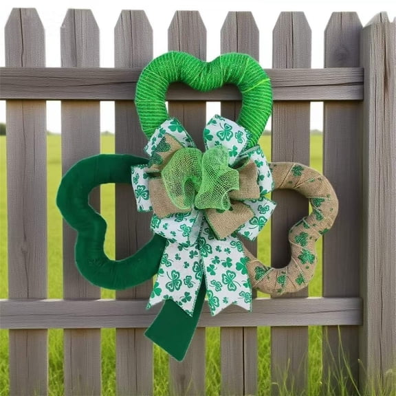 Djiypn St. Patrick's Day Decorative Bow with Shamrocks and Polka Dots - Perfect for Festive Celebrations, Gifts, and Wreaths - Ideal Home Decoration for Adults and Party Hosts