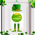 thumbnail image 1 of Djiypn St. Patrick's Day Shamrock Door Sign, Shamrocks Welcome Hanging Sign Lucky Irish Ornament Wreath for Happy St. Patrick's Day Party Front Door Wall Home Decorations, 1 of 9