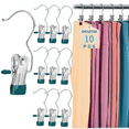 thumbnail image 1 of Djiypn Stainless Steel Clothes Hanger Hooks, Multifunctional Clothes Pins,Laundry Clips, Closet Organizer Hooks, Space Saving Hangers for Pants, Jeans, Towels, Boot, Hats (10Pcs,Green), 1 of 9