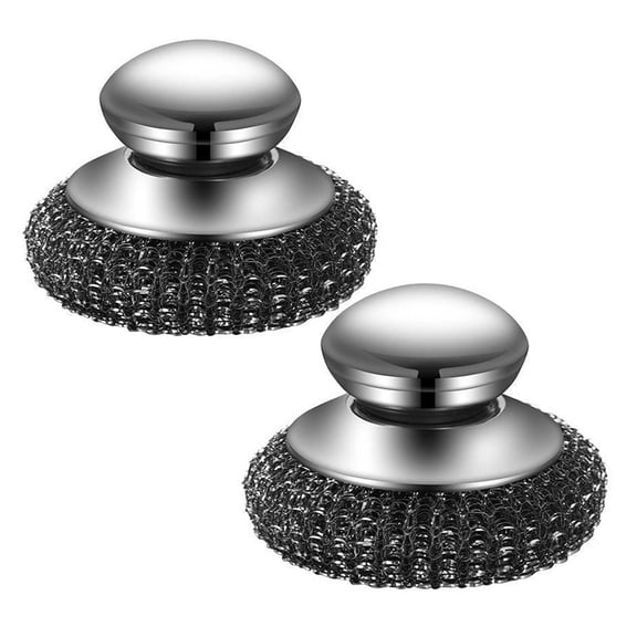 Djiypn Steel Wool Washer with Detachable Handle, Stainless Steel Pad for Cleaning Plates Pans and Stoves, Rust Proof for Kitchen and Bathroom, Easy to Replace