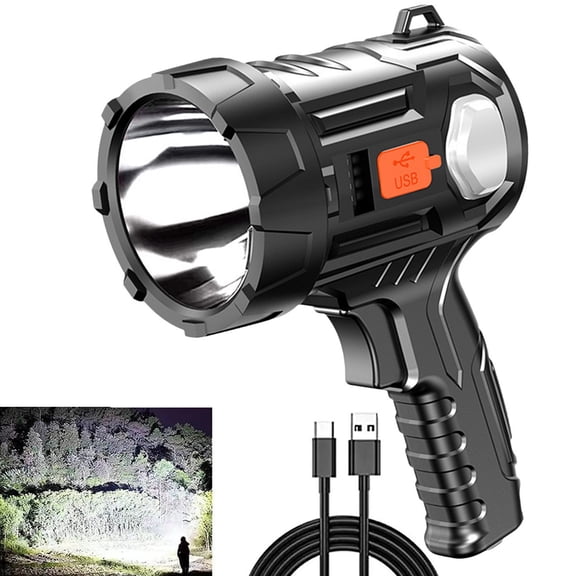 Djiypn Super Bright Rechargeable Spotlight – 5-LED Searchlight with USB Charging, Power Display & 4 Modes – Ideal for Camping, Hiking, Emergencies, and Outdoor Adventures for Adults
