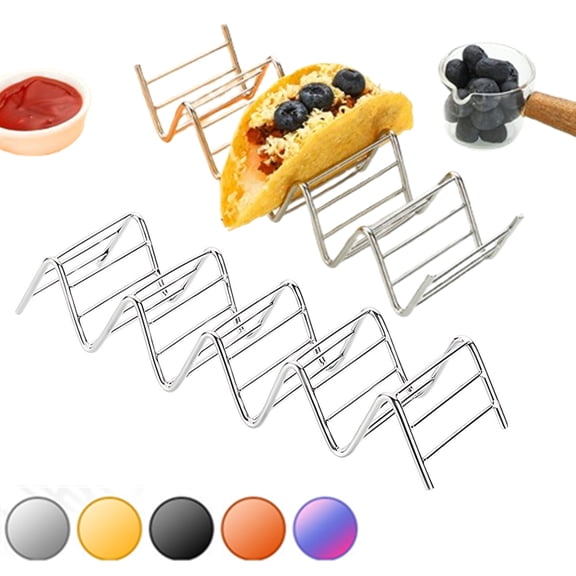 Djiypn Taco Holders 1Pack ,Stainless Steel Taco Shell Holder Stand, Taco Tray Plates for Taco Bar Gifts Accessories,Holds 4 Tacos Each,Oven, Dishware and Grill Safe for Baking