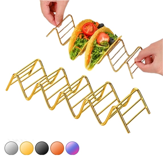 Djiypn Taco Holders 1Pack ,Stainless Steel Taco Shell Holder Stand, Taco Tray Plates for Taco Bar Gifts Accessories,Holds 4 Tacos Each,Oven, Dishware and Grill Safe for Baking