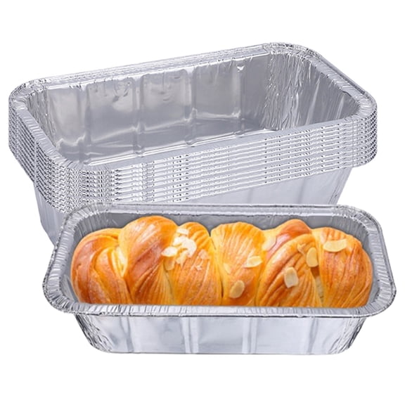 Djiypn Thickened Tin Paper Box Cake Tin Foil Tray Disposable Package, Aluminum Foil Lunch Box for Barbecue and Oven, Rectangular Design with Reinforced Edges