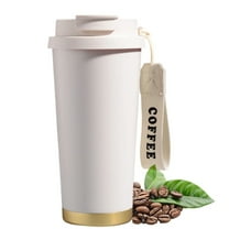 Djiypn Travel Coffee Tumbler 16.9 oz, 500ml 304 Stainless Steel Mug with Lid and Straw, Insulated Cup for Water, Tea, Hot and Cold Drinks, White