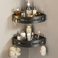 thumbnail image 1 of Djiypn Triangle Suction Cup Shower Caddy, No-Drill Bathroom Corner Shelf, Small Bathroom Storage Cabinet, Easy to Install, Saves Space, Heavy-Duty Strong Hold Shower Storage Rack for Shampoo(2), 1 of 7
