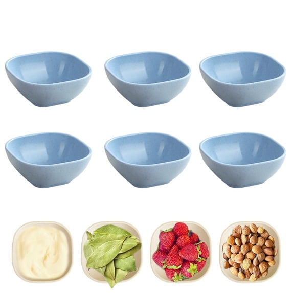 Djiypn Ultra-Strong 6 Pack Plastic Dip Bowls Set, Mini Bowl Soy Sauce Plate, Condiment Server, Can be Used for Ketchup, Vinegar,BBQ and Party Dinner, Blue