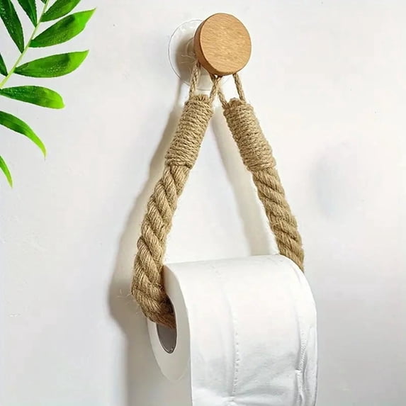 Djiypn Wall Mounted Toilet Paper Holder with Wooden Bead - Elegant and Functional Bathroom Storage Solution Perfect for Small Spaces, RVs, and Apartments - Versatile for Towels and Curtain Decor