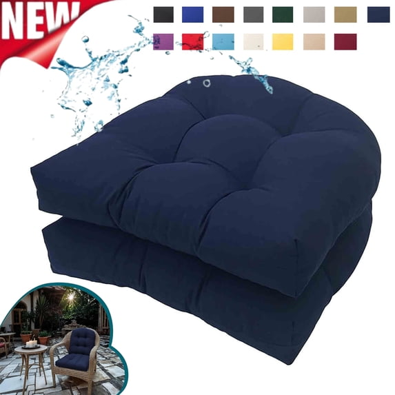Djiypn Water-Repellent Outdoor Chair Cushions Set of 2, 19"X19" Patio Chair Cushions with High Elasticity PP Cotton, Tufted Seat Cushions for Outdoor Furniture, Thick Patio Cushions
