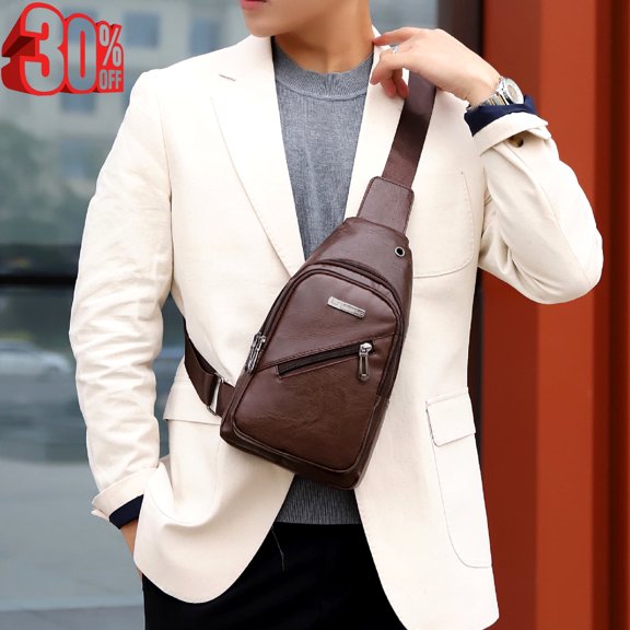 Djiypn Sling Backpack Crossbody Sling Bag for Men Women, Small Chest Bag Daypack Fanny Pack Cross Body Bag for Outdoors Hiking Traveling - Brown