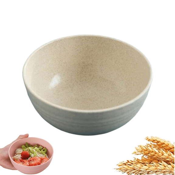 Djiypn Wheat Straw Cereal Bowls, Microwave & Dishwasher Safe Kitchen Bowls for Cereal, Snack, Rice, Soup and Salad, 24oz (1Pack-Beige)