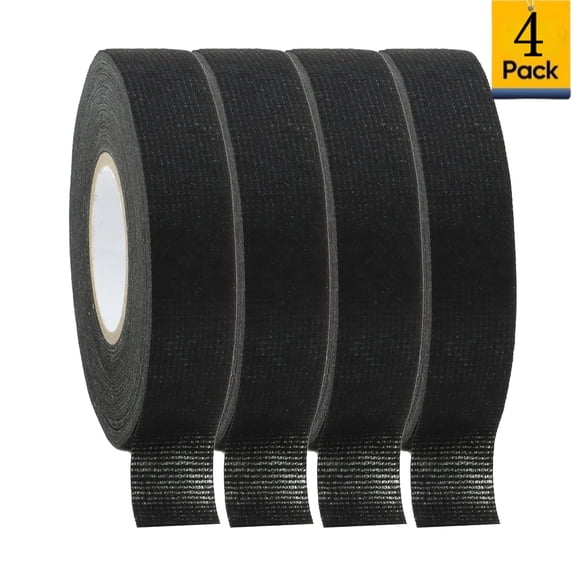 Djiypn Wiring Harness Tape Black High Temp Wire Cable Loom Self-Adhesive Fabric Tape for Electrical Automotive Engine Harness Wrap Protection Noise Damping Cables Fixed(5 Rolls, 0.75in/50FT)
