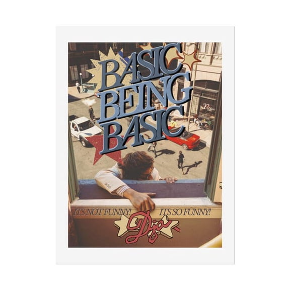 Djo Basic Being Basic rolled poster | Vintage collage typography wall art, Unframed Paper Poster 8x10in