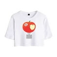 thumbnail image 1 of Djo Merch Apple Crop Top Midriff-Baring Tshirt Women Girl Short Sleeve, 1 of 3
