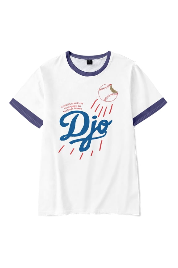 Djo Merch CA Greek Theatre Ringer T-Shirt Tour Album Short Sleeve Unisex Clothing For Summer