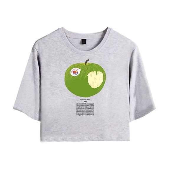 Djo Merch Green Apple Crop Top Midriff-Baring Tshirt Women Girl Short Sleeve