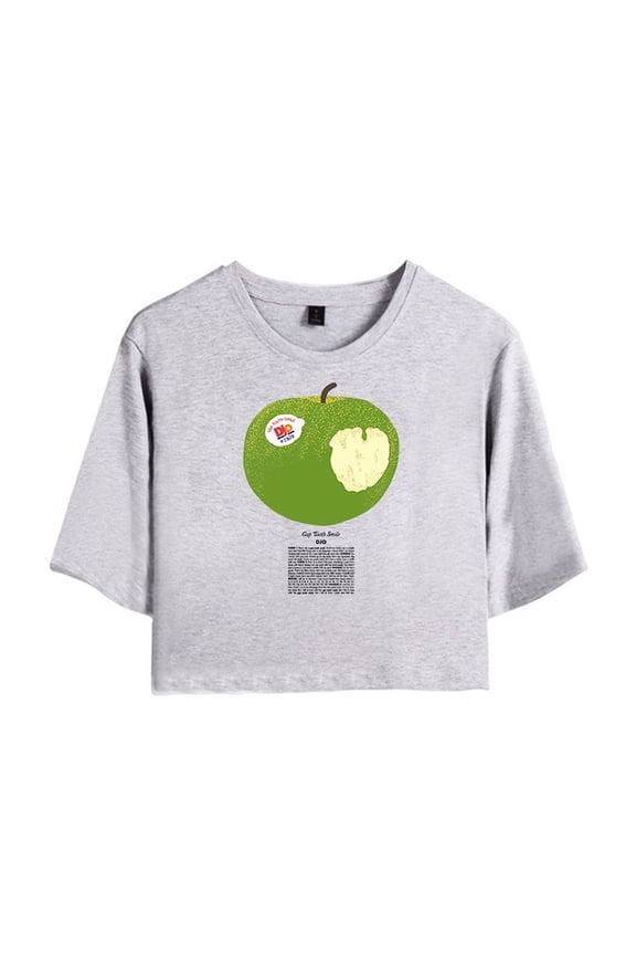 Djo Merch Green Apple Crop Top Midriff-Baring Tshirt Women Girl Short Sleeve