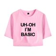 thumbnail image 1 of Djo Merch Uh-Oh I'm Basic Crop Top Fashion Graphic T-shirt Women Girl Short Sleeve, 1 of 2