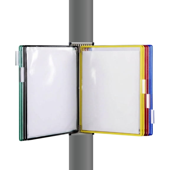 Djois by Tarifold Magnetic Wall Mount Reference System, Letter Size Document Display Organizer with 10 Double-Sided Pivoting PVC Pockets, Steel Wire Frames, Made in France, Assorted Colors