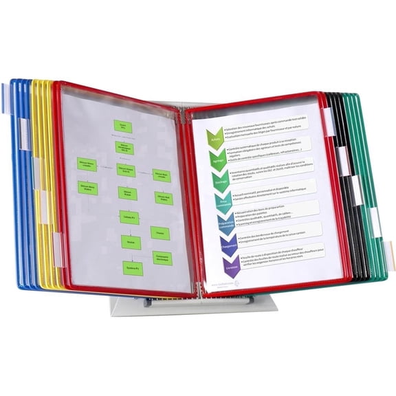 Tarifold Desktop Reference Organizer & Display System, 20 Double-Sided Pockets, Expandable, Durable Steel Wire Frames, Letter Size, Assorted