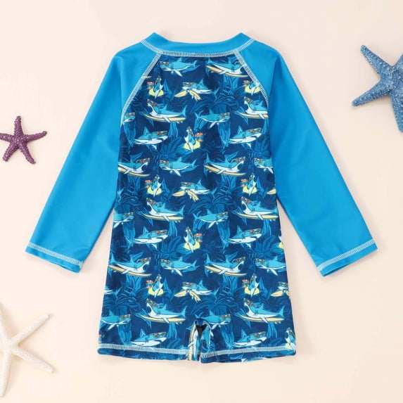 Djtdsds Baby Boys Print Long Sleeve One Piece Rash Guard Swimsuit Size:6-9 Months