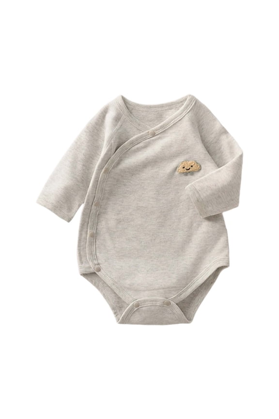 Baby Cloud Embroidery Side-Snap Long Sleeve Bodysuit Toddler Neutral Casual Romper Size:0-1 Months