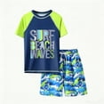 thumbnail image 1 of Djtdsds Boys 2 Piece Rash Guard Set Crew Neck Short Sleeve Surf Beach UPF 50+ Size:11-12 Years, 1 of 7