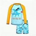 thumbnail image 1 of Djtdsds Boys 2 Piece Rash Guard Swimsuit Long Sleeve Print UPF 50+ Size:6-7 Years, 1 of 9