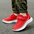 thumbnail image 1 of Djtdsds Boys Breathable Knit Athletic Sneakers Hook and Loop Running Shoes Size:8-9 Years, 1 of 8