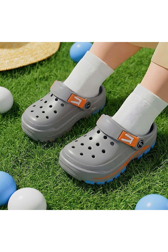 Boys Sport Graphic Accent Two Tone Sole Adjustable Snap Back Strap on Clogs Size:8-9 Years