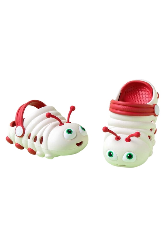 Children Cartoon Worm Two Tone Snap Backstrap Drain Hole on EVA Clog Sandals Size:18-24 Months