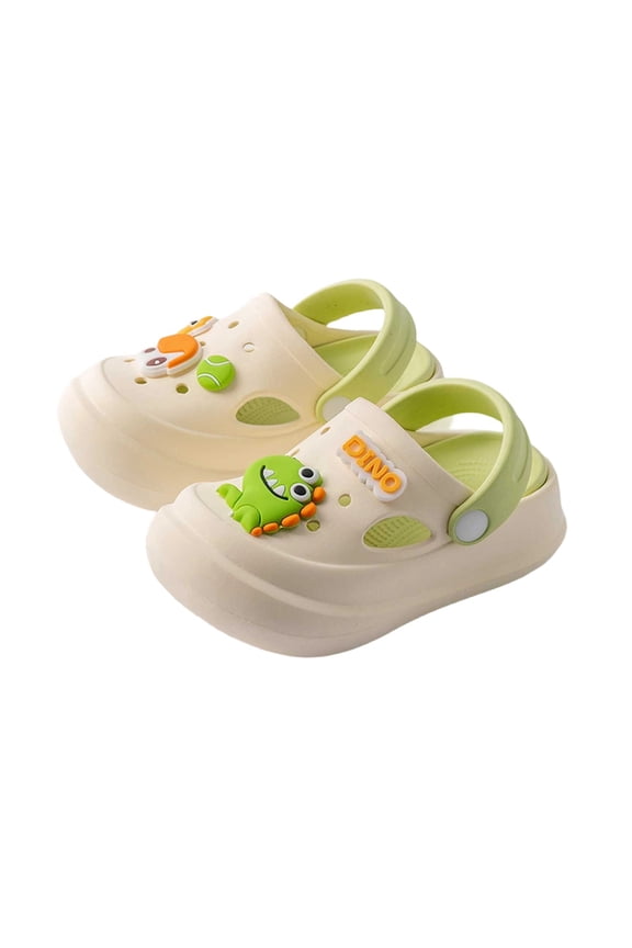 Children Cute Dinosaur Letter Convertible Heel Strap on EVA Clog Shoes Size:6-7.5 Years
