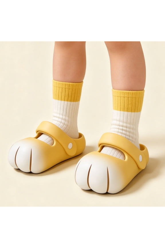 Cute Cartoon Paw Design Adjustable Snap Backstrap Lightweight EVA Kids Garden Clogs Size:11-11.5 Years