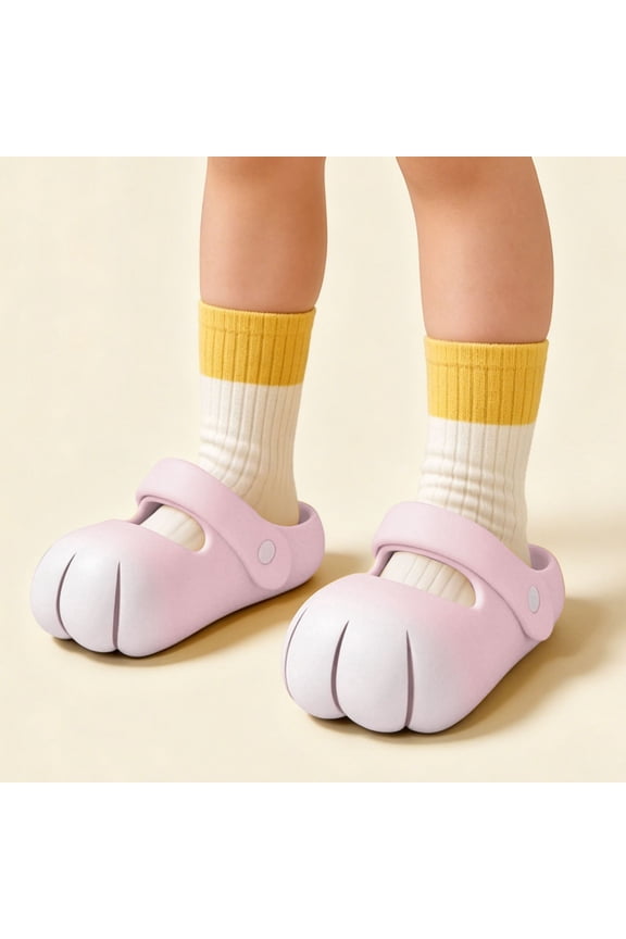 Cute Cartoon Paw Design Adjustable Snap Backstrap Lightweight EVA Kids Garden Clogs Size:7-8 Years