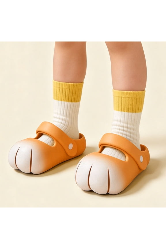 Cute Cartoon Paw Design Adjustable Snap Backstrap Lightweight EVA Kids Garden Clogs Size:7-8 Years