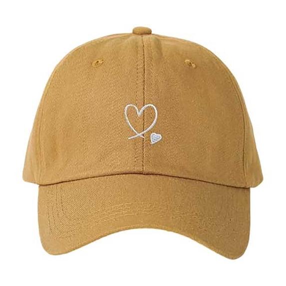 Djtdsds Double Heart Embroidered Baseball Cap Light Blue Washed Cotton Adjustable Curved Brim Sun Hat for Women Men Casual Daily Outdoor Size:One Size