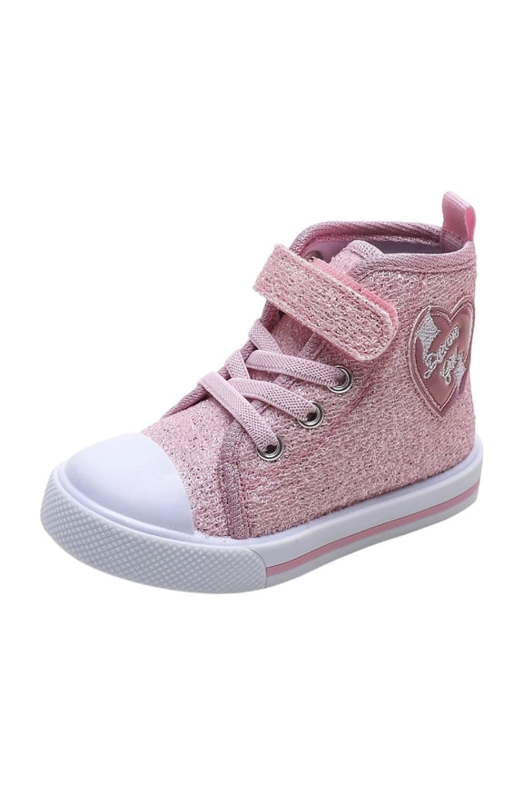 Girls Canvas Sneakers High Top Casual Shoes for Toddlers Non Lightweight Shoes with Detail for Everyday Wear Size:12-15 Months
