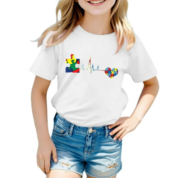 Djtdsds Girls Casual Short Sleeve Tee Shirt, Comfortable Blend Top for Everyday Wear
