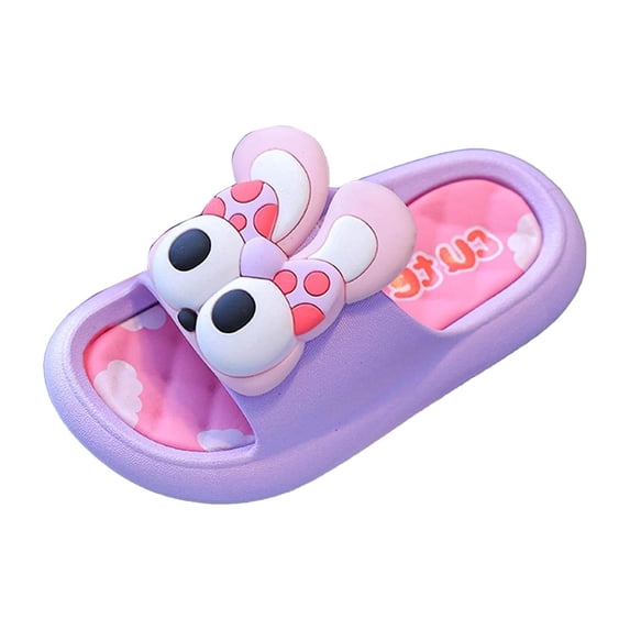 Djtdsds Girls' Cute Slide Sandals Soft Non- Open-Toe Slippers Color:Purple,Size:9.5-10 Years