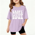 thumbnail image 1 of Djtdsds Girls' Oversized T-Shirt Crew Neck Short Sleeve Little Soul Size:11-12 Years, 1 of 3