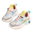 thumbnail image 1 of Djtdsds Girls Pastel Rainbow Breathable Mesh Sneakers Hook and Loop Casual Shoes Size:1, 1 of 9