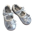 thumbnail image 1 of Djtdsds Girls Pearl Mary Jane Shoes Lace Trim Bow Flats with Adjustable Strap for Dress and Casual Wear Size:12.5, 1 of 3