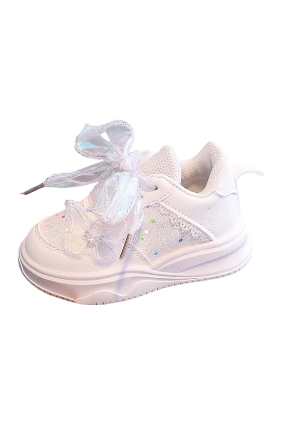 Glamour Glitter Bow Kids Sneakers for Toddlers and Girls Stylish Everyday Shoes with Sparkly Design and Comfortable Fit for Play Size:18-24 Months