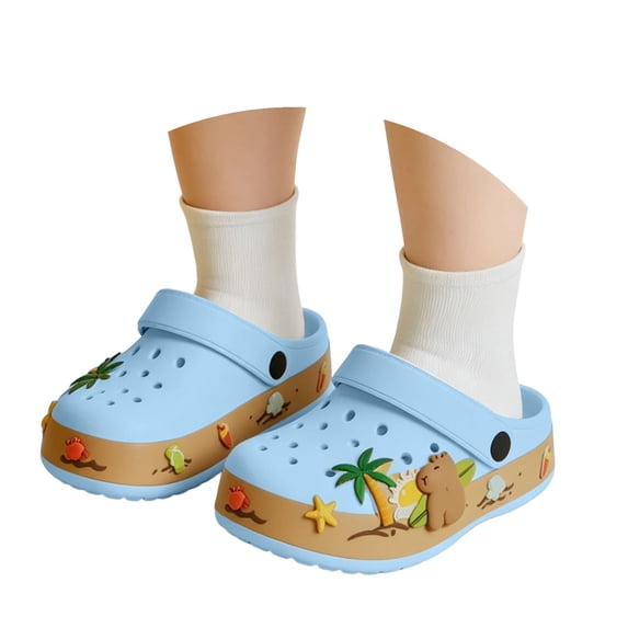 Djtdsds Kids Beach Clog Sandals Soft Non- Breathable Shoes Color:Blue,Size:11-12 Years