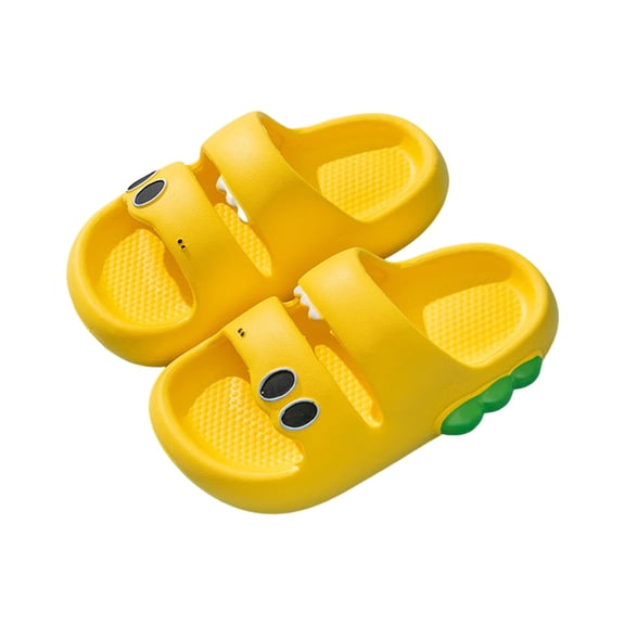 Djtdsds Kids' Cartoon Dinosaur Slide Sandals Soft Non- Open-Toe Slippers Color:Yellow,Size:3.5-4.5 Yeras